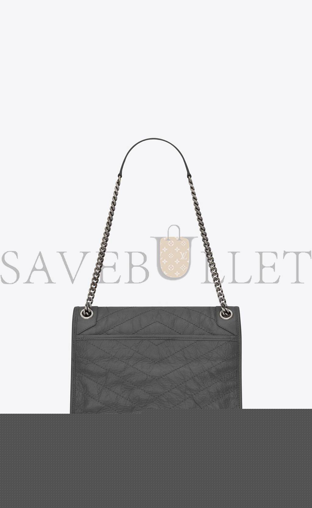 YSL NIKI MEDIUM CHAIN BAG IN CRINKLED VINTAGE LEATHER 6331580EN041112 (28*20*8.5cm)
