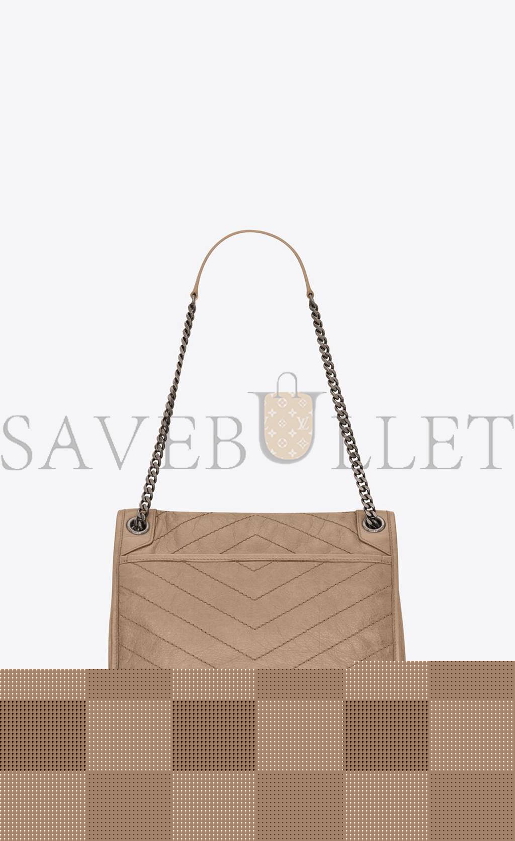 YSL NIKI MEDIUM CHAIN BAG IN CRINKLED VINTAGE VEGETABLE-TANNED LEATHER 6331581YG042826 (28*20*8.5cm)