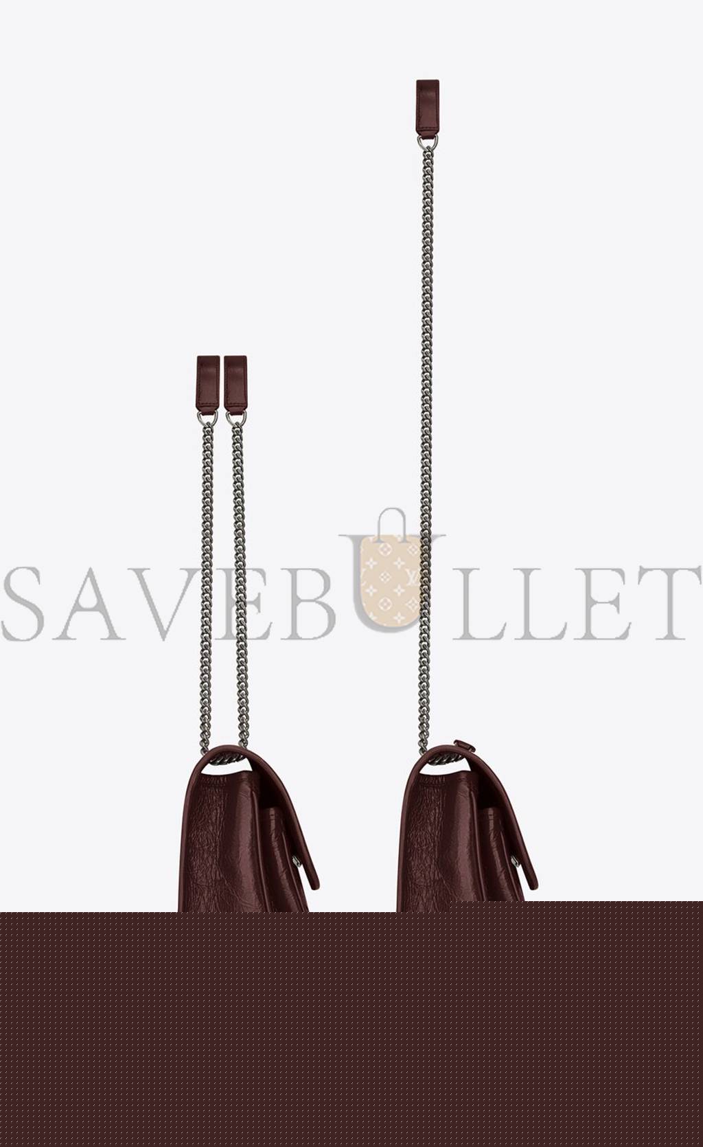 YSL NIKI BABY CHAIN BAG IN CRINKLED VINTAGE LEATHER 6331600EN046475 (21*16*7.5cm)