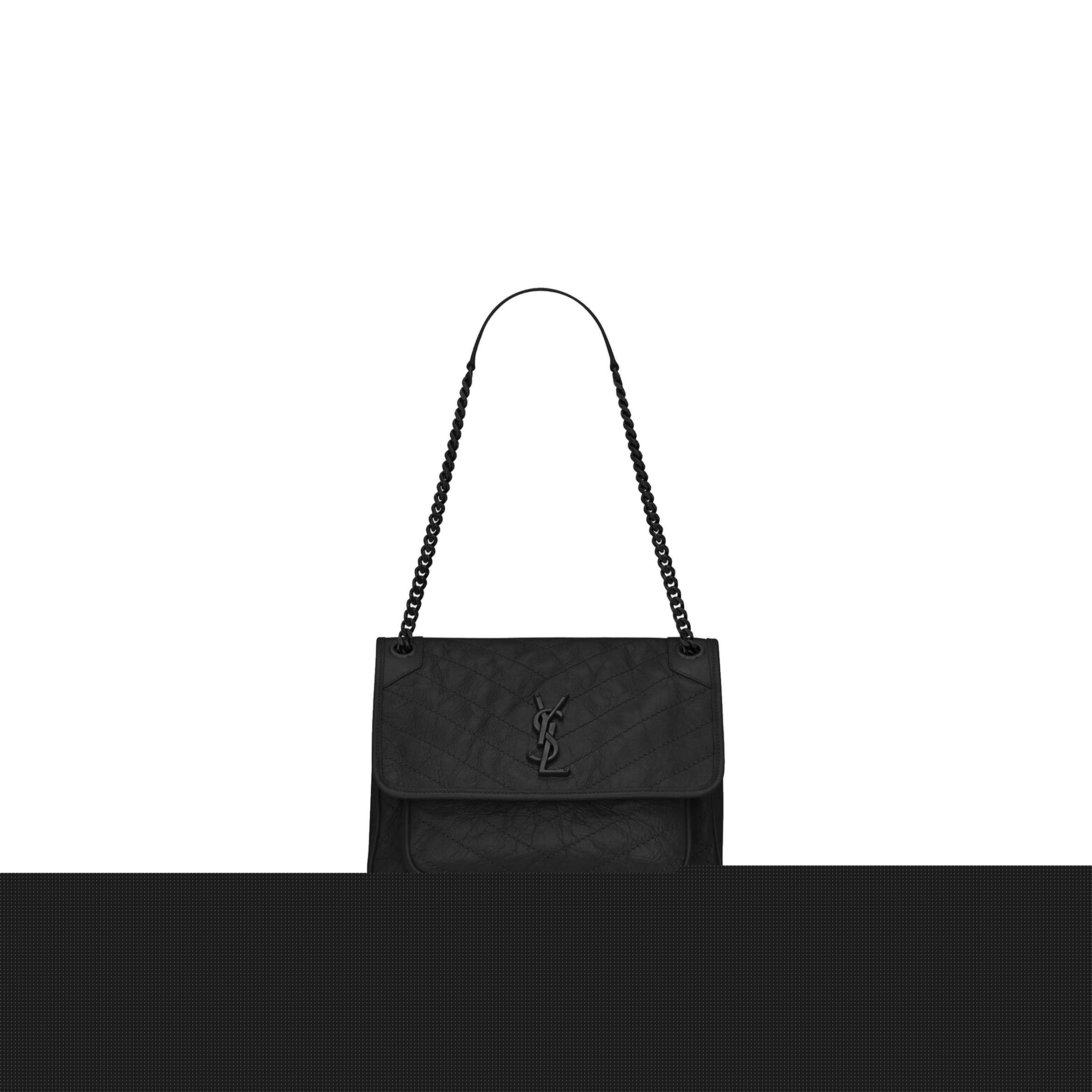 YSL NIKI MEDIUM CHAIN BAG IN CRINKLED VINTAGE LEATHER 6331840EN081000 (28*20*8.5cm)