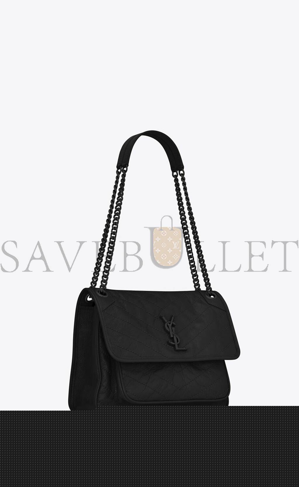 YSL NIKI MEDIUM CHAIN BAG IN CRINKLED VINTAGE LEATHER 6331840EN081000 (28*20*8.5cm)
