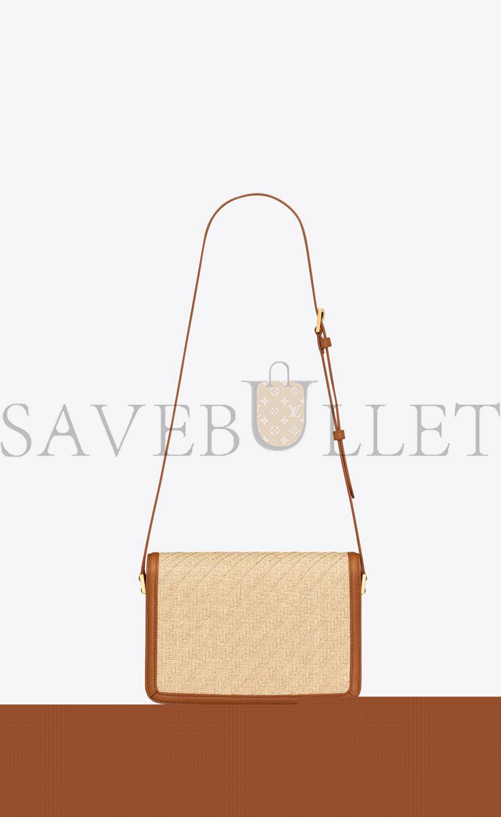 YSL SOLFERINO MEDIUM SATCHEL IN RAFFIA AND VEGETABLE-TANNED LEATHER 634305FAA7D9783 (23*16*6cm)