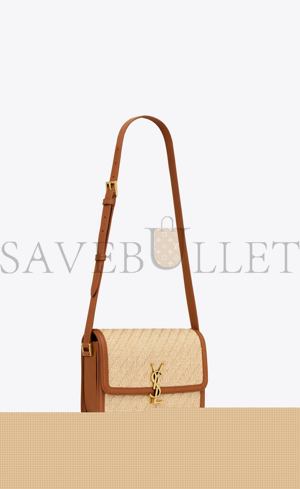 YSL SOLFERINO MEDIUM SATCHEL IN RAFFIA AND VEGETABLE-TANNED LEATHER 634305FAA7D9783 (23*16*6cm)