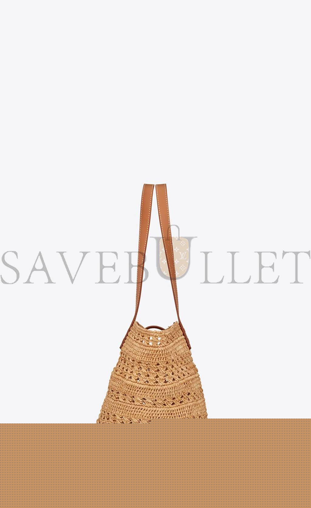 YSL PANIER SMALL BAG IN CROCHET RAFFIA AND SMOOTH LEATHER 685618GAAAC2080 (38*21*20cm)