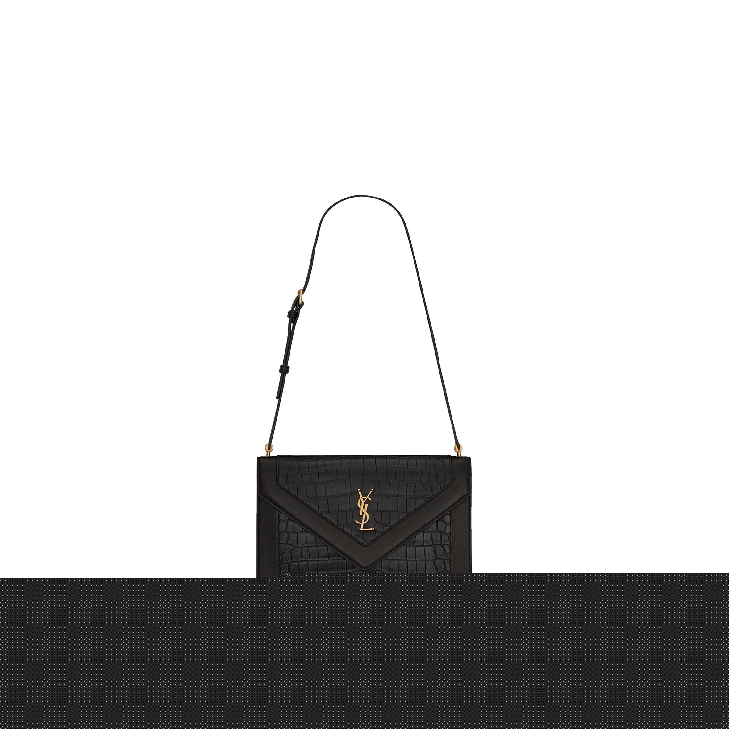 YSL GABY SATCHEL IN CROCODILE-EMBOSSED LACQUERED LEATHER AND LAMBSKIN 695724DZEUW1000 (26*18*5cm)