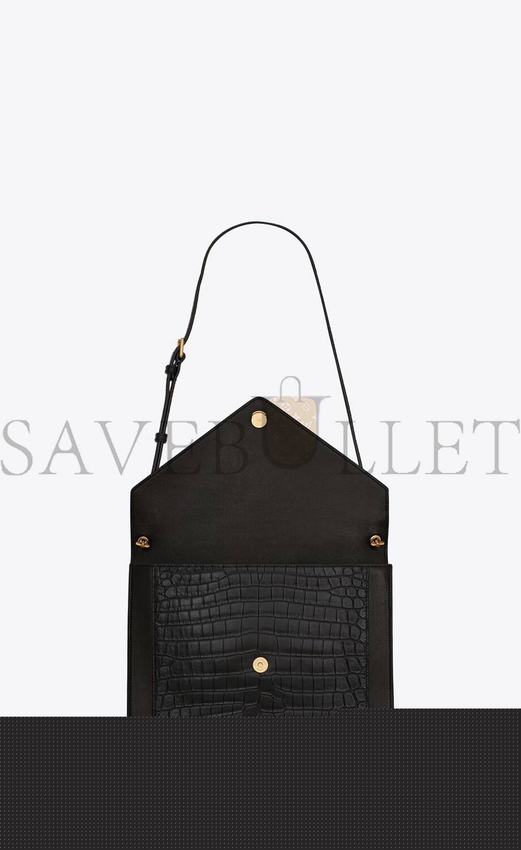 YSL GABY SATCHEL IN CROCODILE-EMBOSSED LACQUERED LEATHER AND LAMBSKIN 695724DZEUW1000 (26*18*5cm)