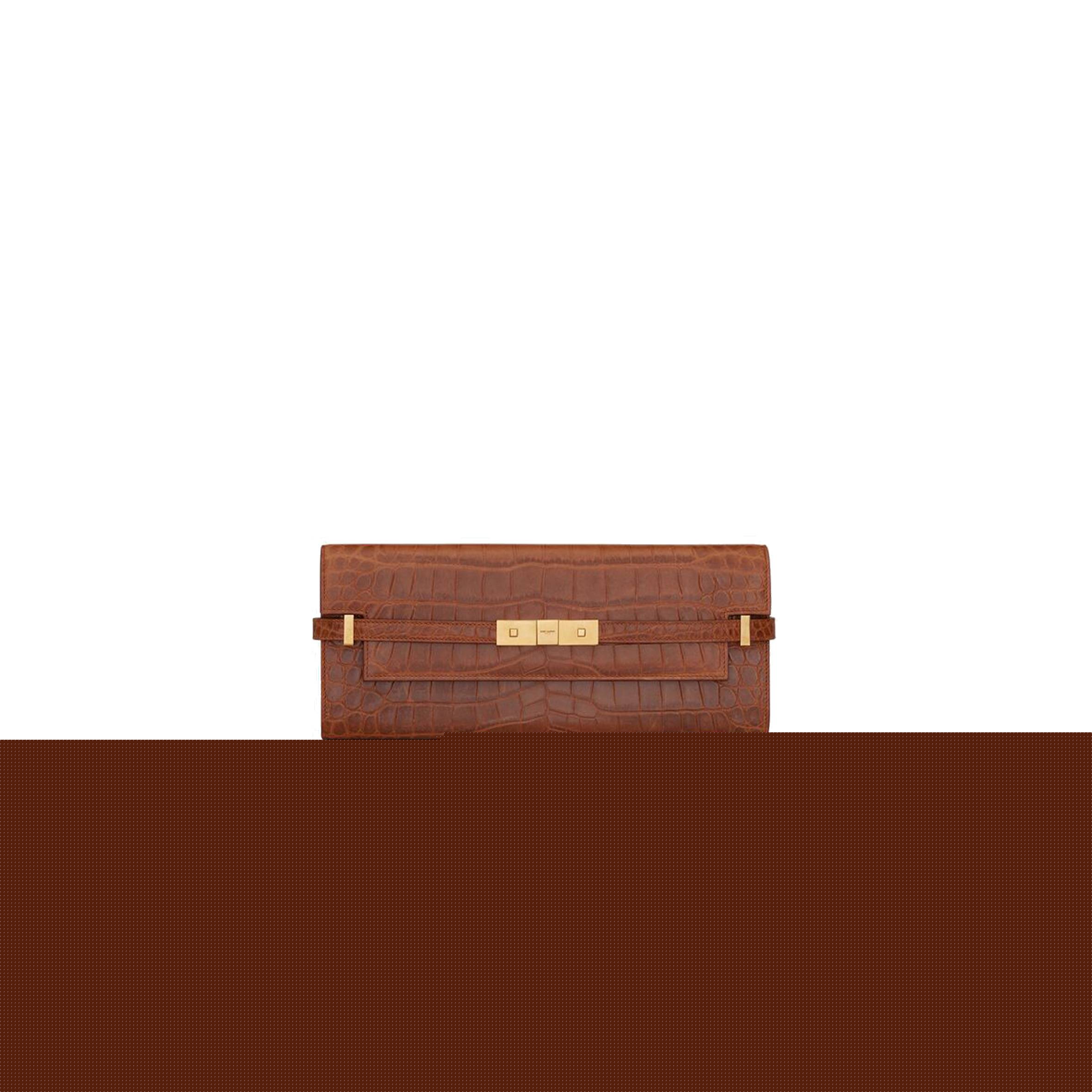 YSL MANHATTAN CLUTCH IN CROCODILE-EMBOSSED LEATHER 695949AAAOH2591 (31*14*3cm)
