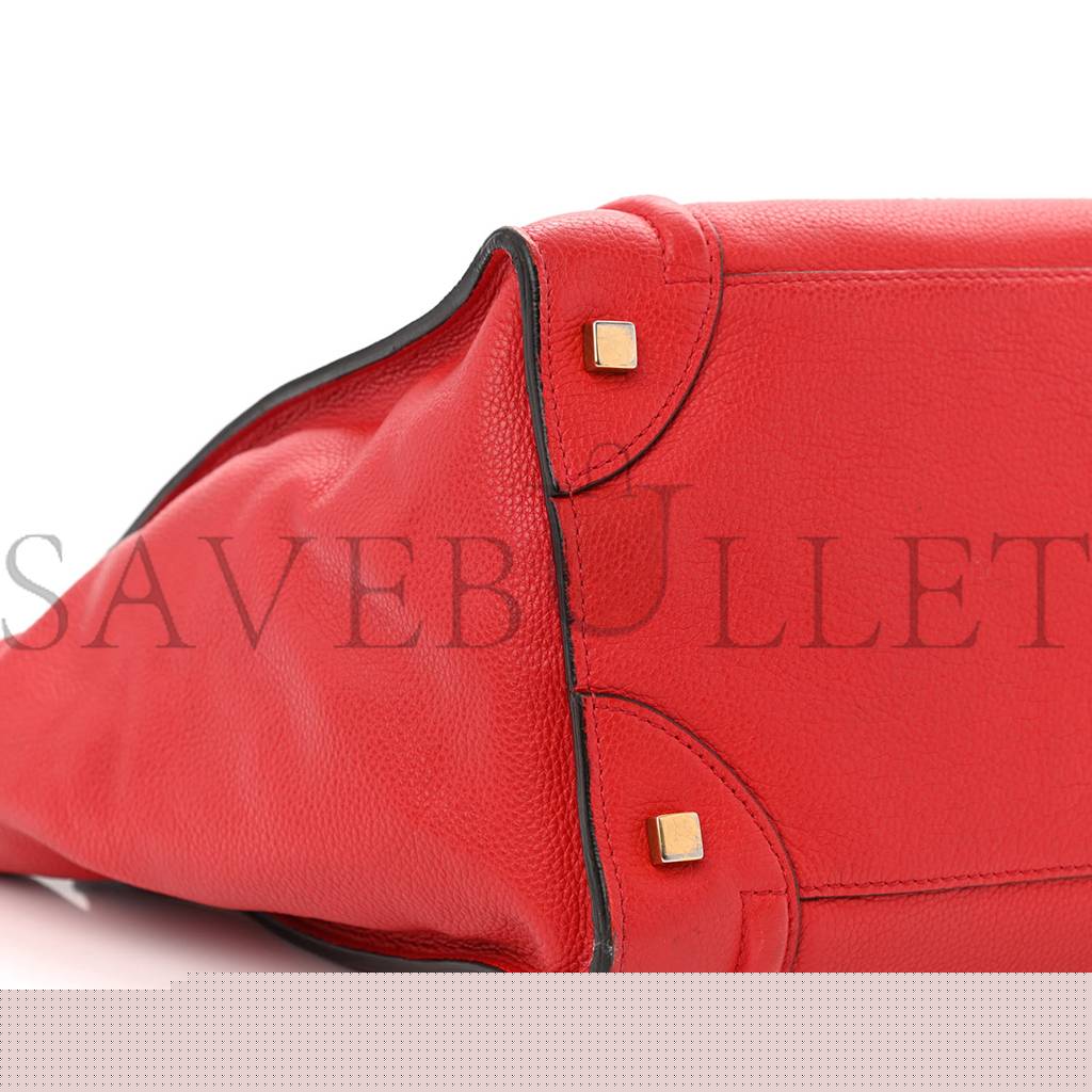 Ce**e drummed calfskin mini luggage coquelicot (32*30*18cm)