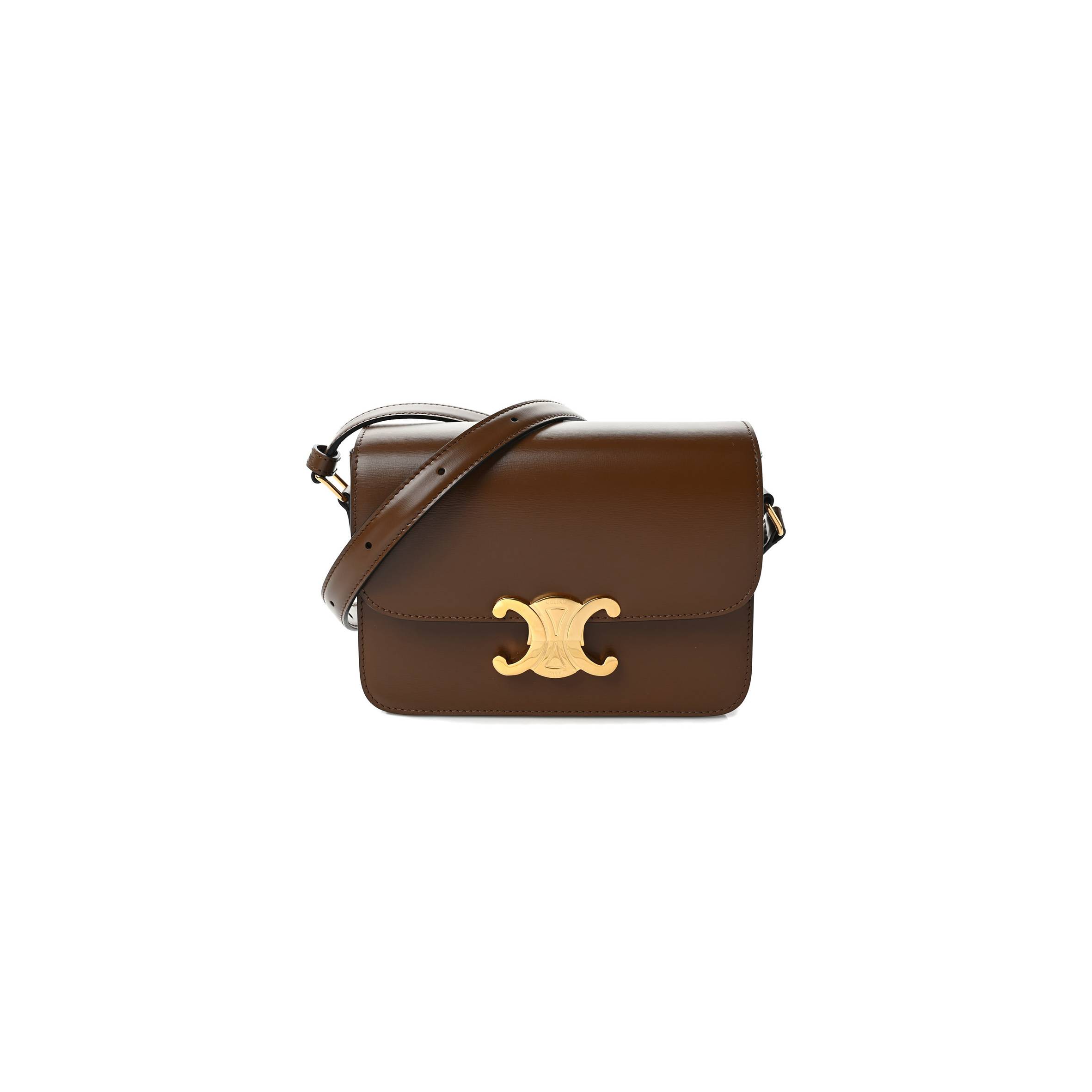 Ce**e shiny calfskin teen triomphe tan (18*14*6cm)