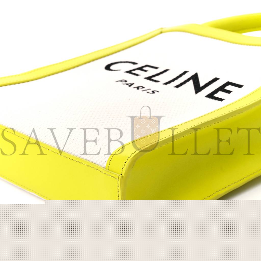 Ce**e canvas calfskin mini vertical cabas neon yellow (20*17*4cm)