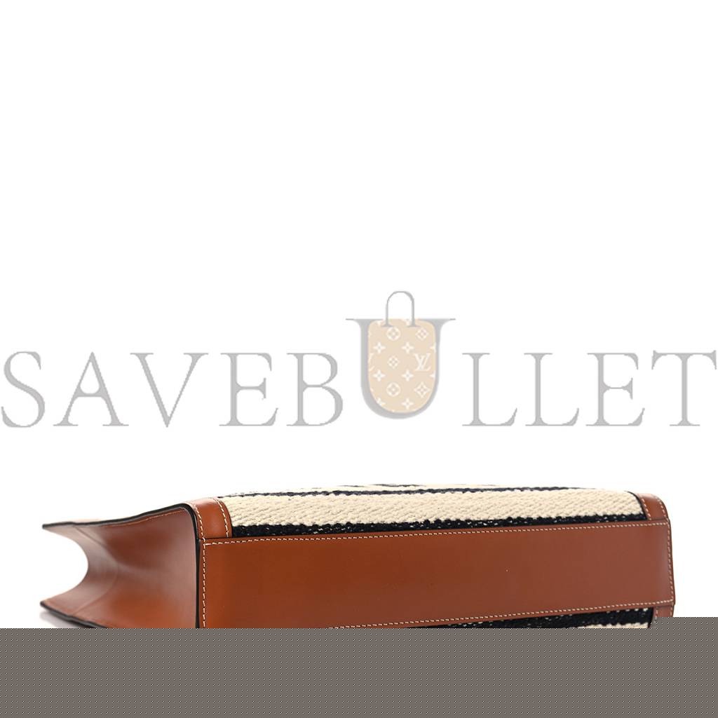 Ce**e all over textile calfskin small vertical cabas natural tan black (32*29*8cm)