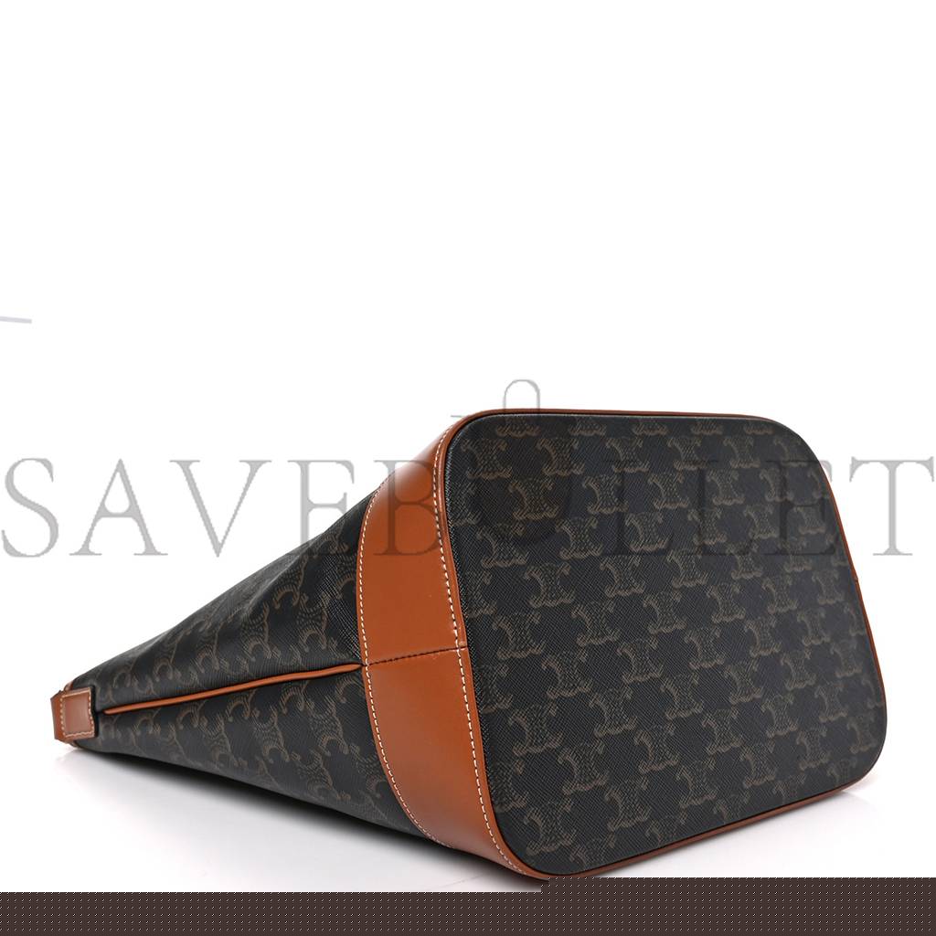 Ce**e triomphe canvas calfskin medium bucket bag tan (27*23*18cm)