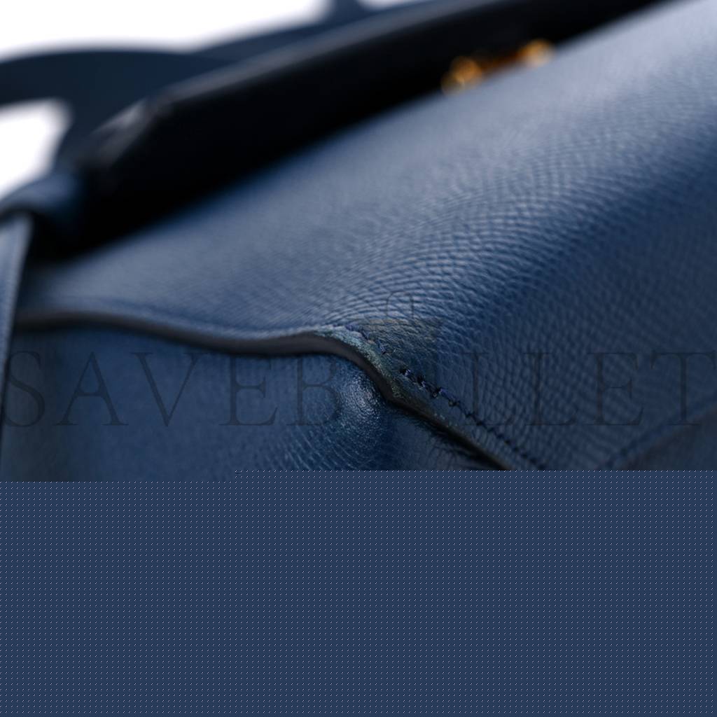 Ce**e grained calfskin mini belt bag deepsea (28*23*17cm)