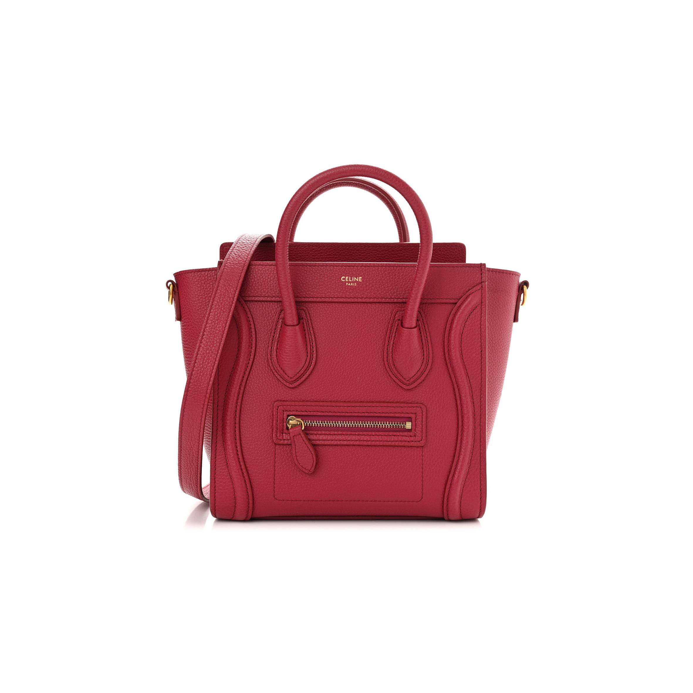 Ce**e drummed calfskin nano luggage rasberry (20*20*10cm)