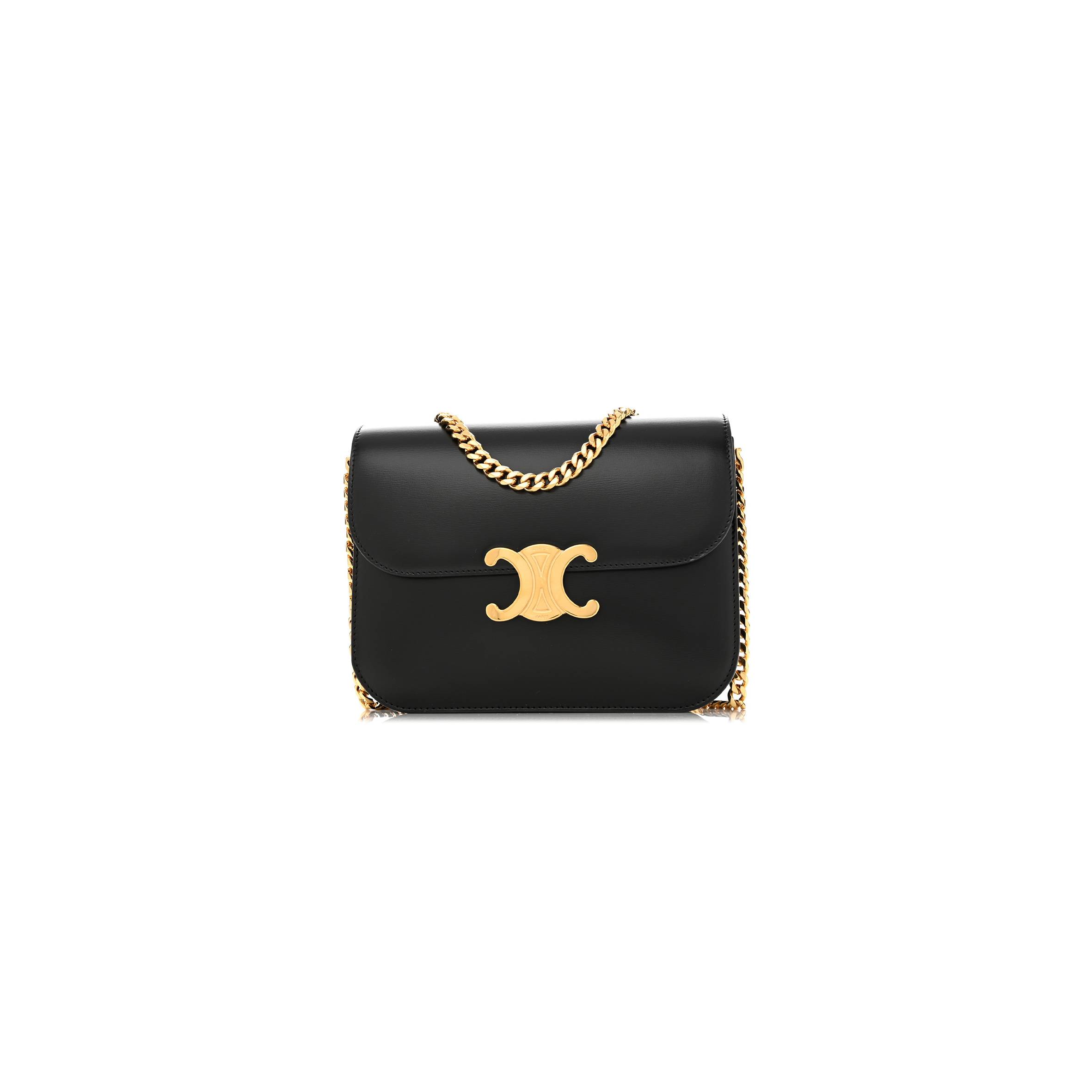 Ce**e shiny calfskin college triomphe black (20*16*6cm)