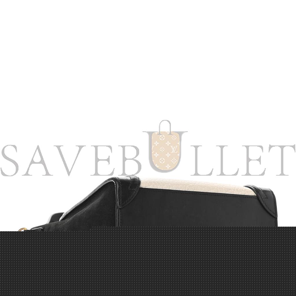 Ce**e bullhide calfskin nubuck bi-color nano luggage black white (20*20*10cm)