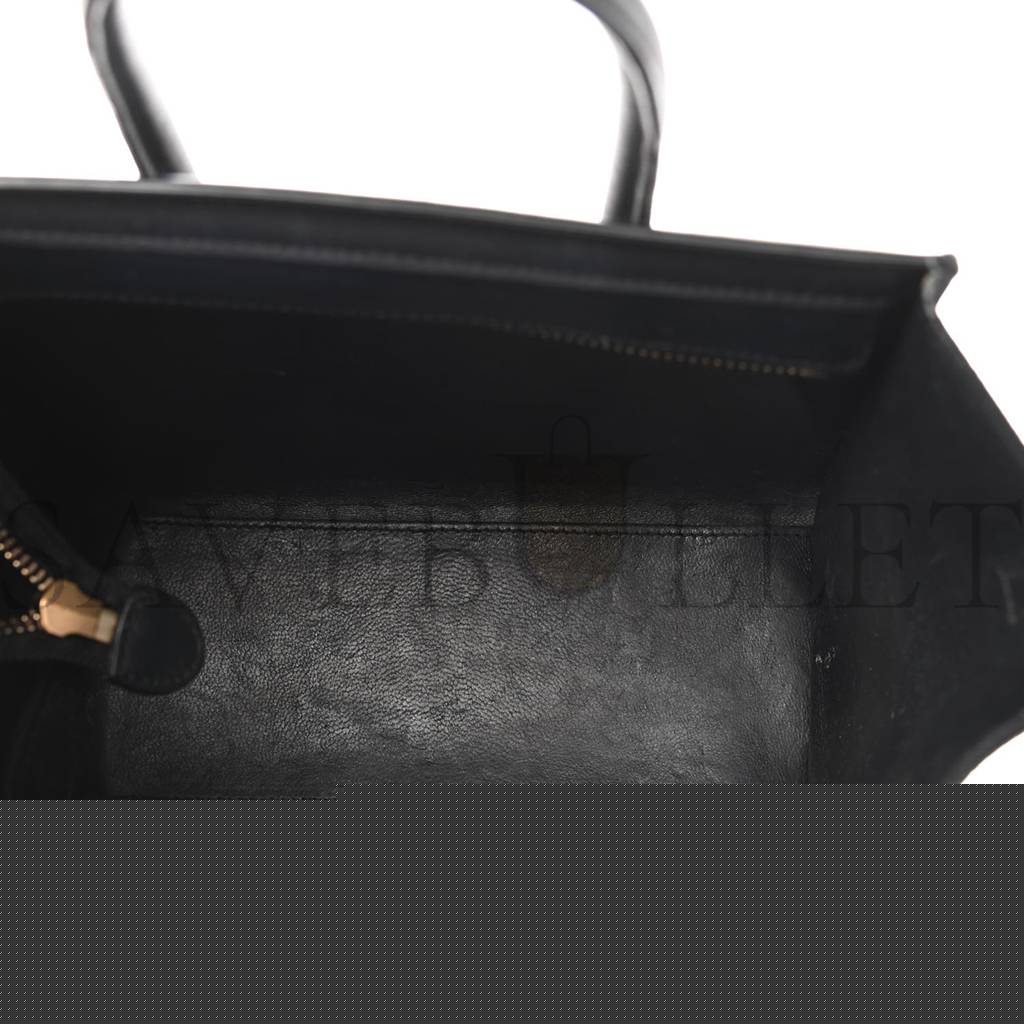 Ce**e bullhide calfskin nubuck bi-color nano luggage black white (20*20*10cm)
