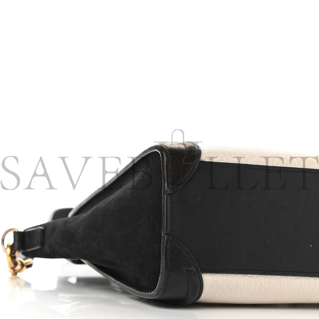 Ce**e bullhide calfskin nubuck bi-color nano luggage black white (20*20*10cm)