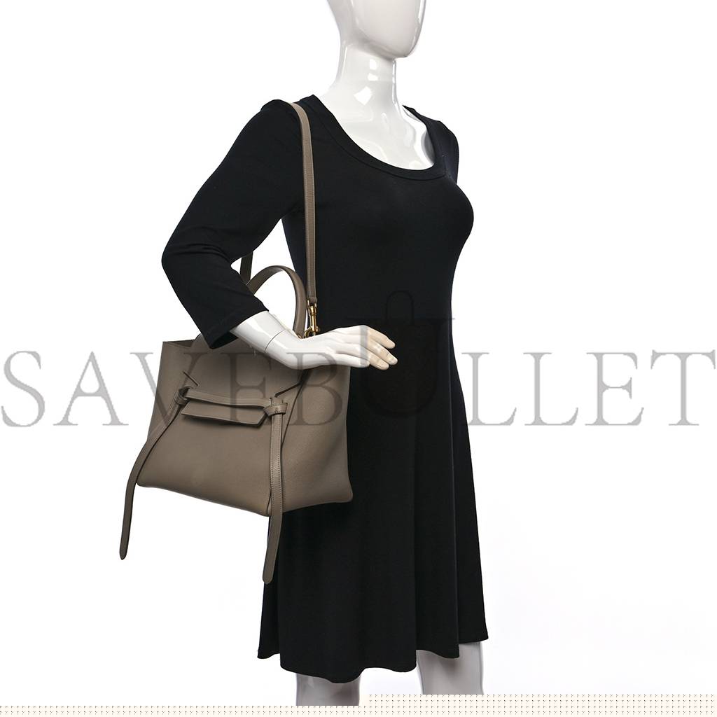 Ce**e grained calfskin micro belt bag light taupe (24*19*14cm)