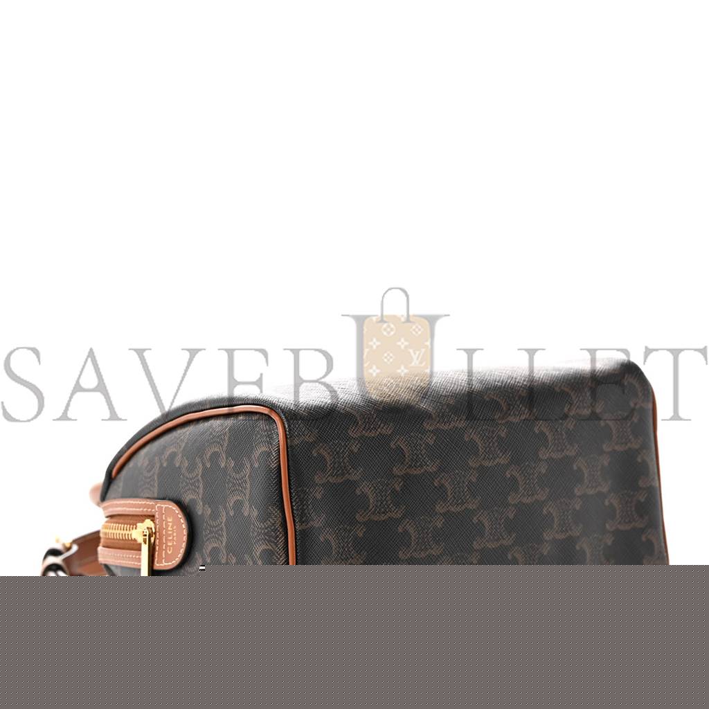 Ce**e triomphe canvas calfskin small boston bag tan (20*15*10cm)