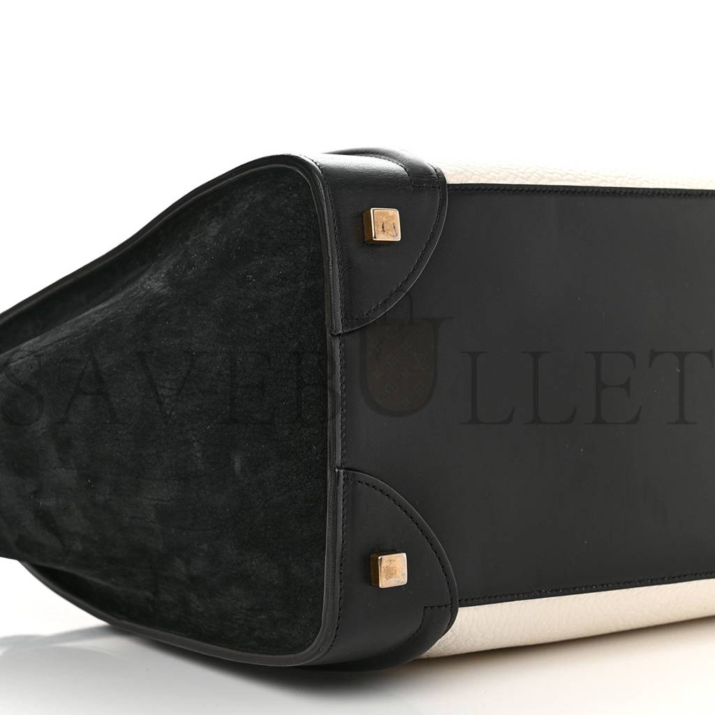 Ce**e bullhide calfskin mini bi-color luggage black white (34*30*17cm)