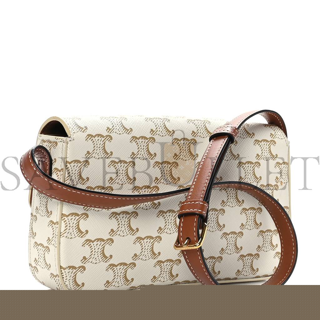 Ce**e canvas calfskin triomphe shoulder bag white (21*11*5cm)