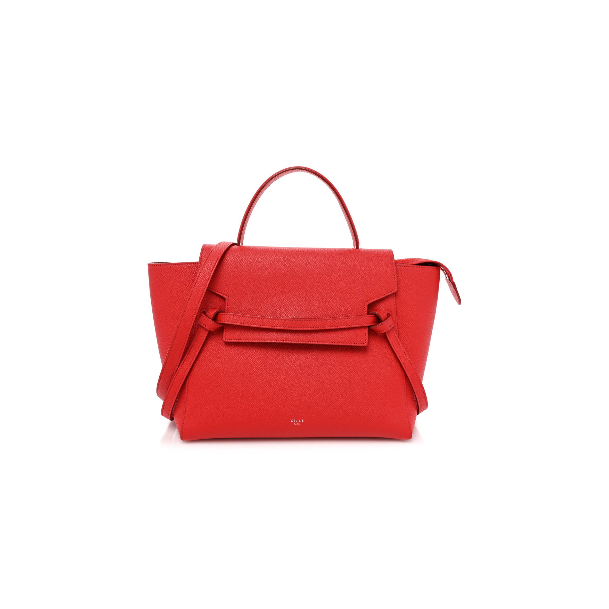 Ce**e grained calfskin mini belt bag coquelicot (32*30*18cm)