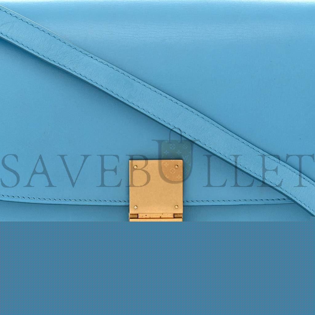 Ce**e box calfskin medium classic box flap bag blue (23*18*6cm)