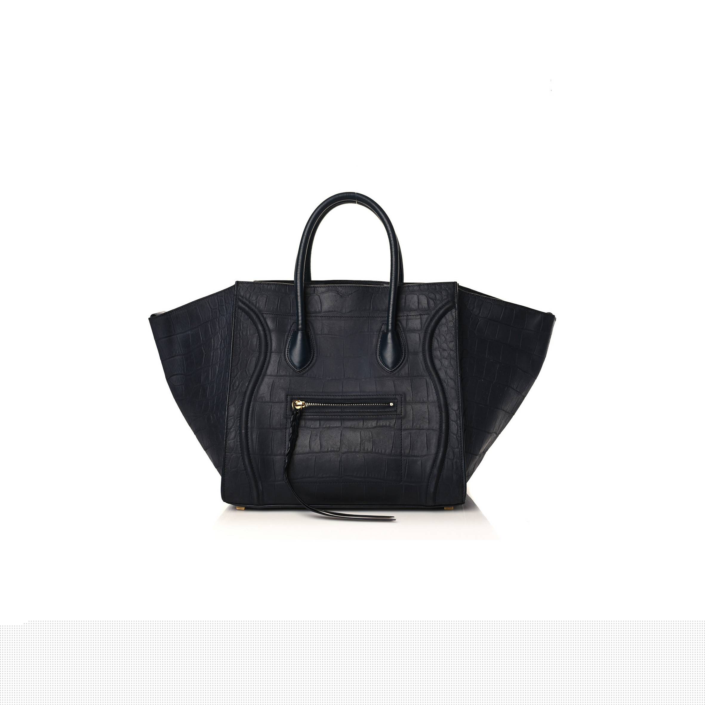 Ce**e crocodile embossed calfskin medium phantom luggage navy blue (30*27*24cm)