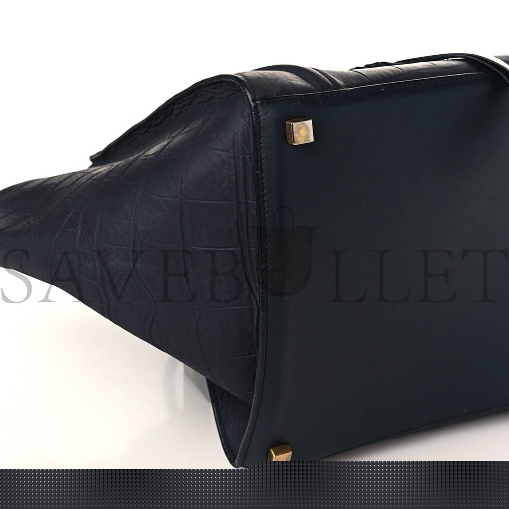 Ce**e crocodile embossed calfskin medium phantom luggage navy blue (30*27*24cm)