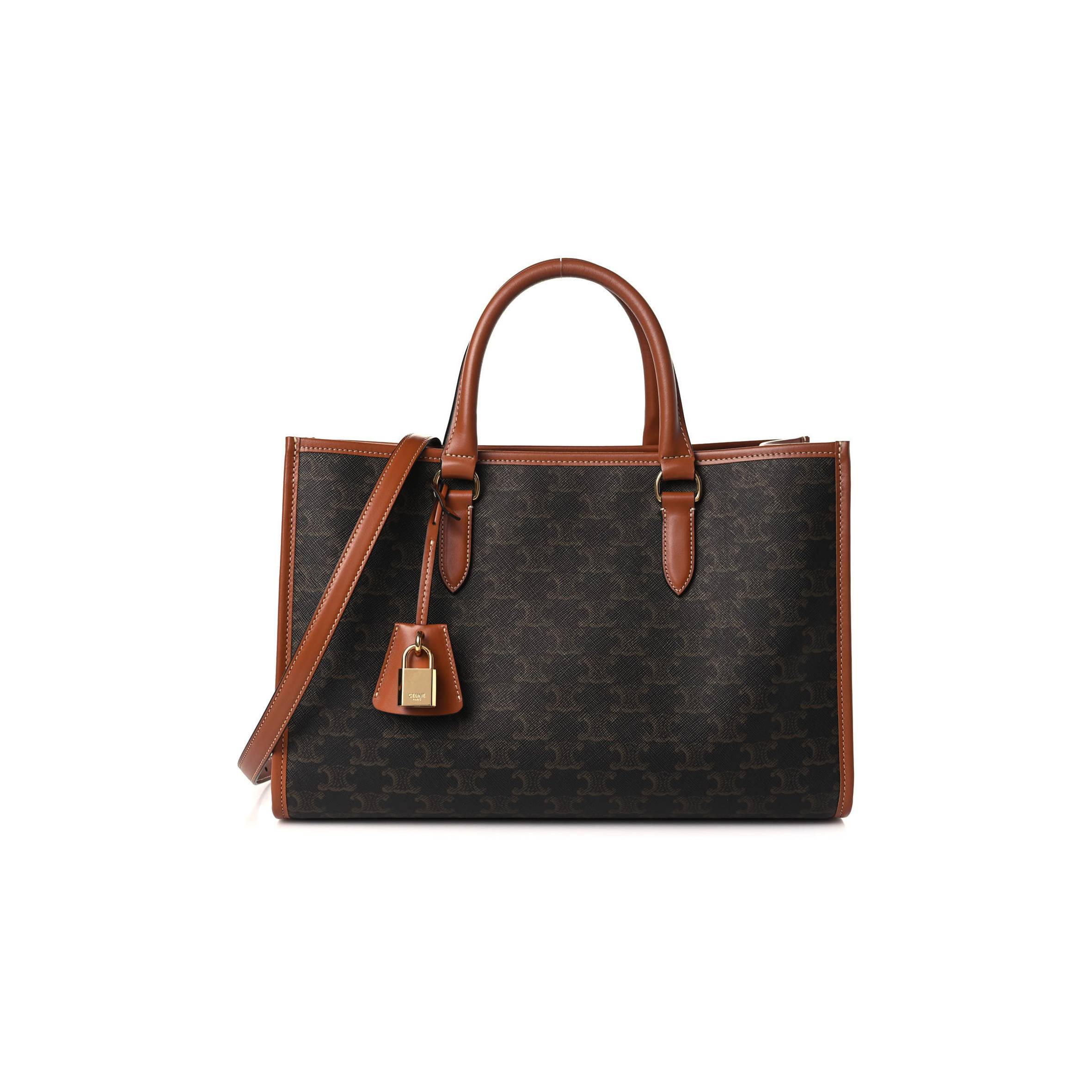 Ce**e triomphe canvas calfskin mini horizontal cabas tan (34*23*11cm)