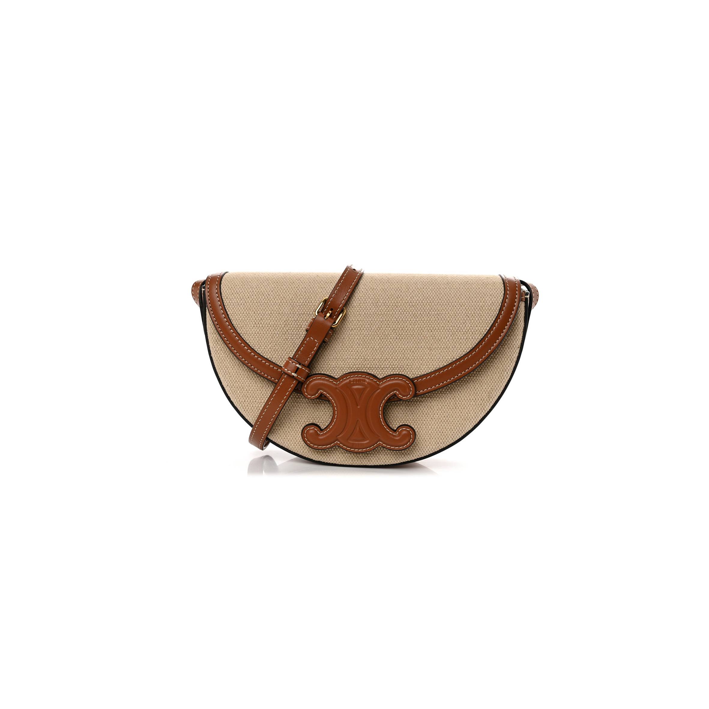 Ce**e textile calfskin triomphe besace natural tan (22*14*6cm)