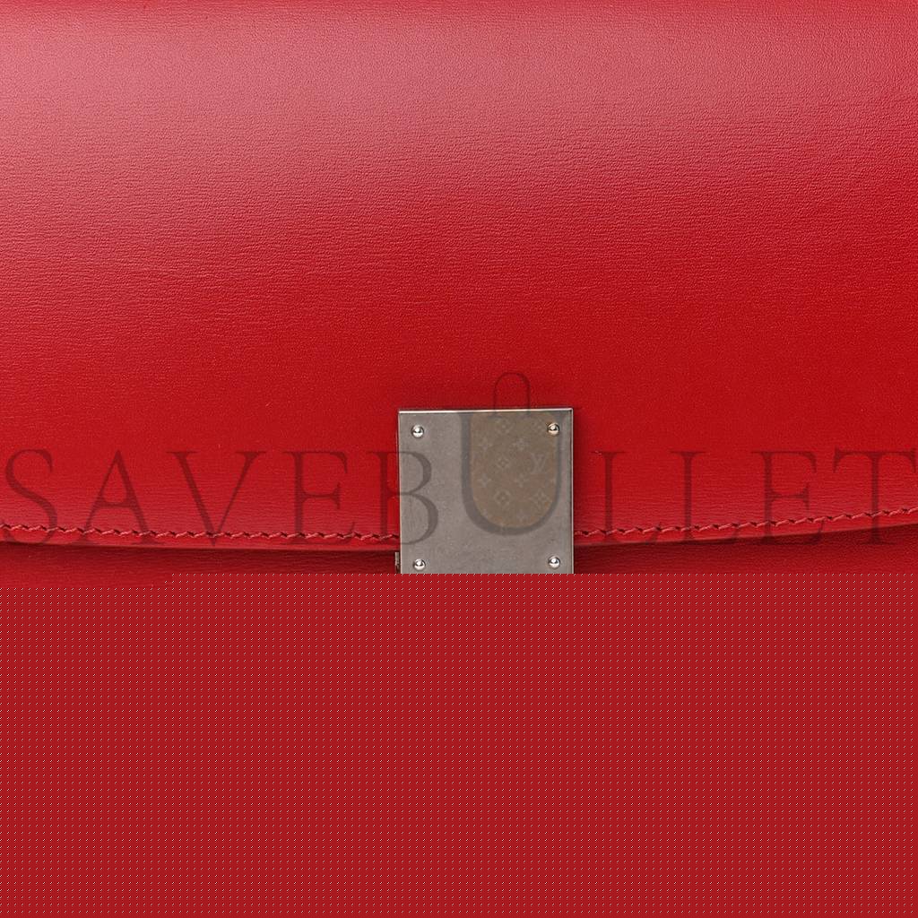 Ce**e box calfskin medium classic box flap bag red (23*18*6cm)