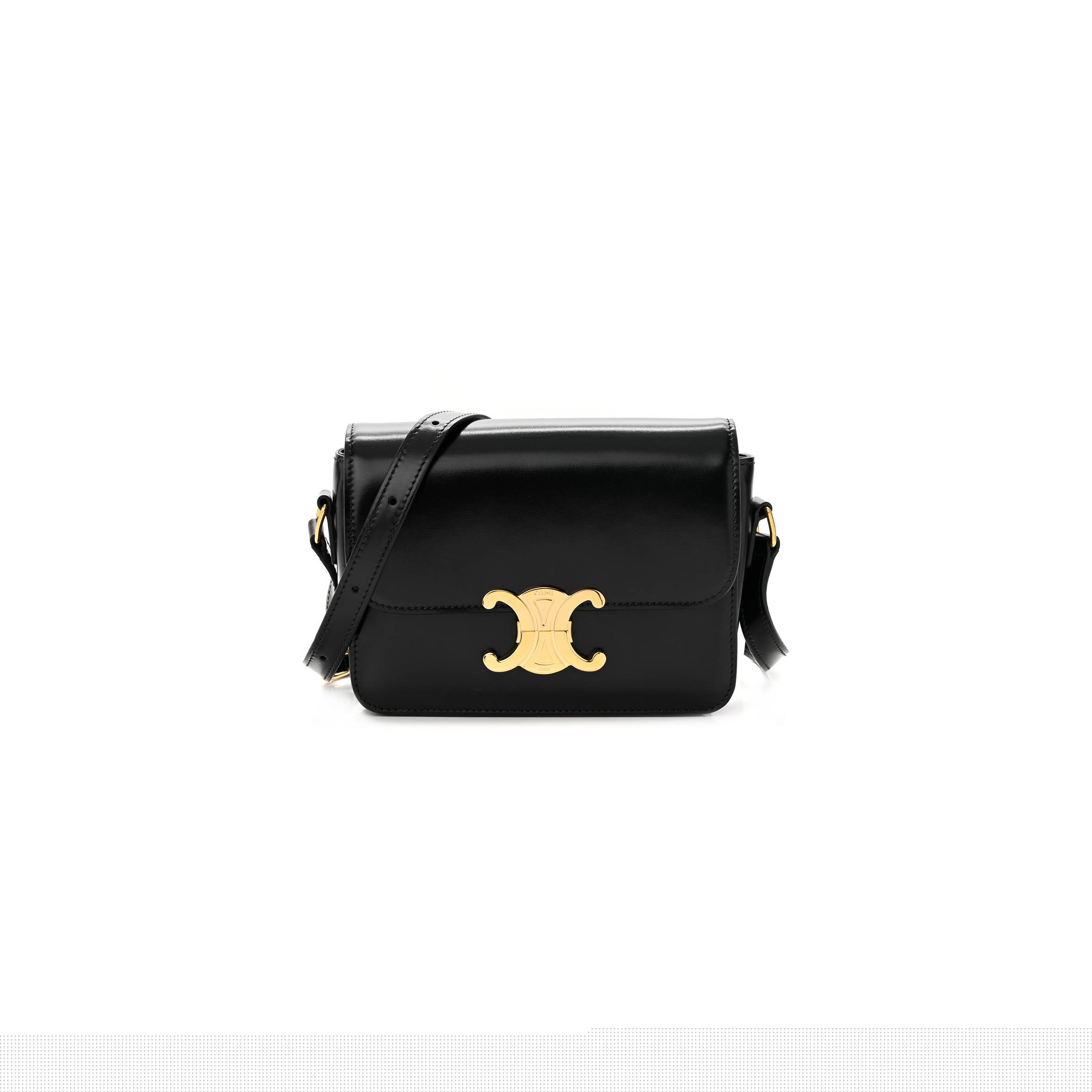 Ce**e shiny calfskin teen triomphe black (18*13*6cm)