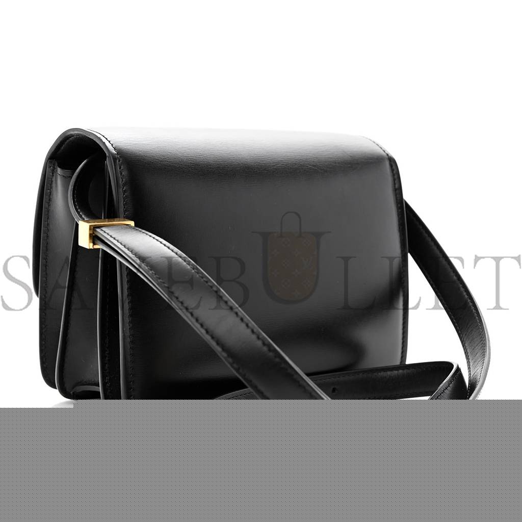 Ce**e box calfskin small classic box flap bag black (17*13*8cm)