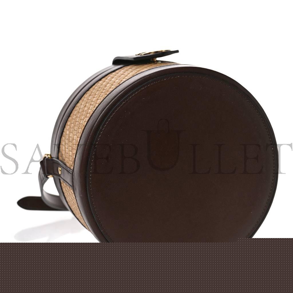 Ce**e raffia calfskin triomphe medium tambour bag natural (18*18*12cm)