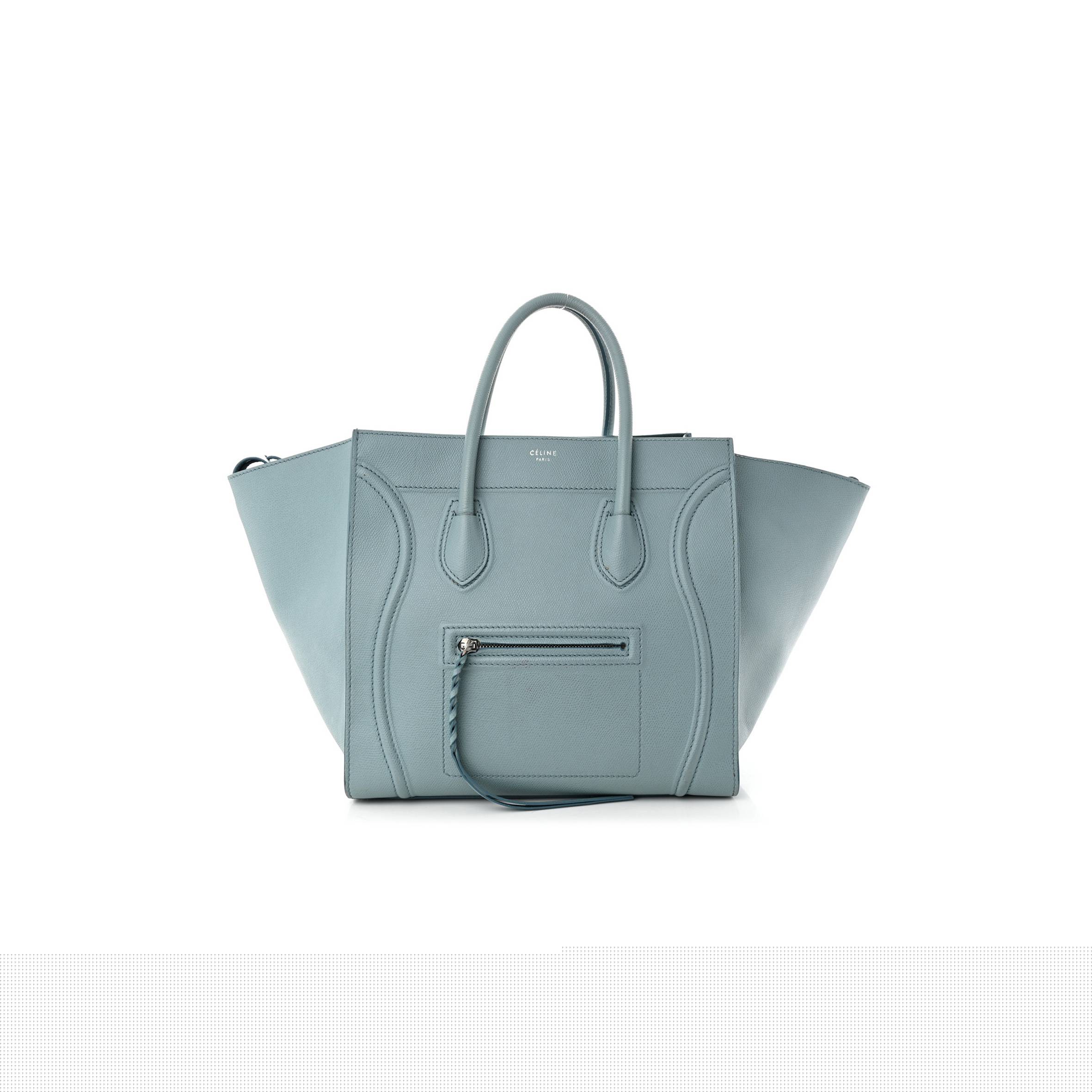 Ce**e grained calfskin medium phantom luggage sky blue (30*29*25cm)