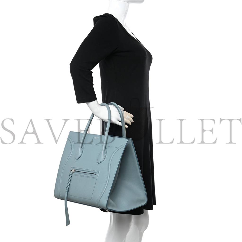 Ce**e grained calfskin medium phantom luggage sky blue (30*29*25cm)