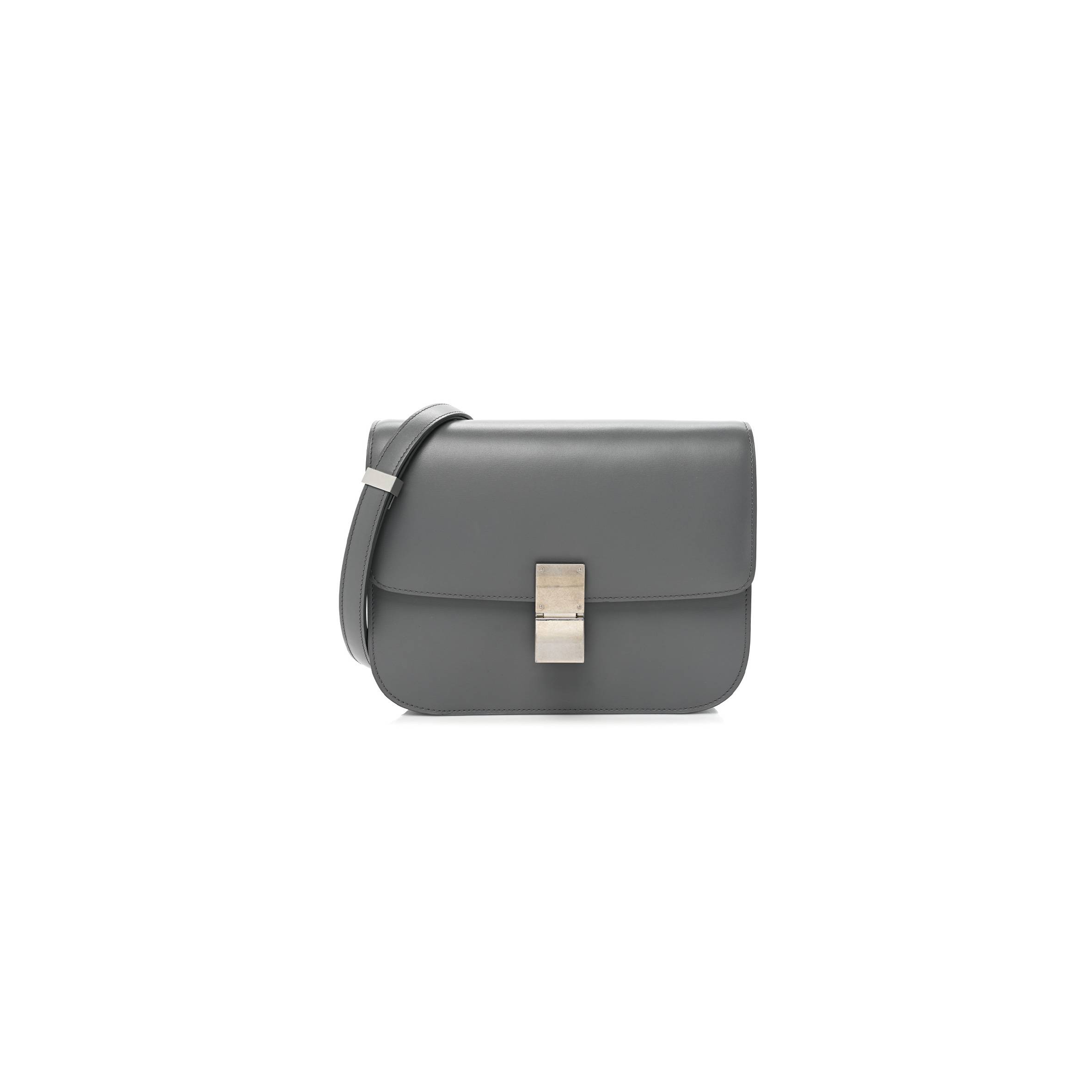 Ce**e box calfskin medium classic box flap bag zinc (23*18*6cm)