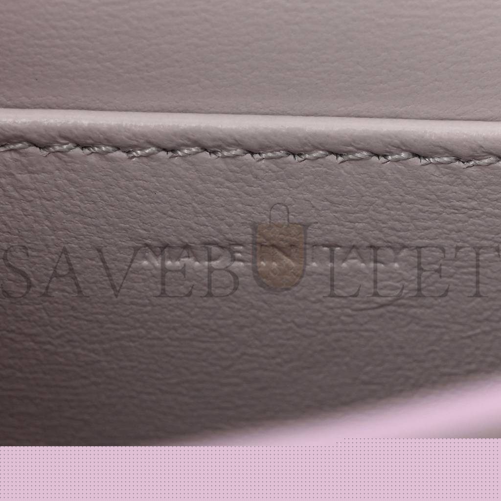 Ce**e liege calfskin teen classic box flap bag lavender grey (18*15*6cm)