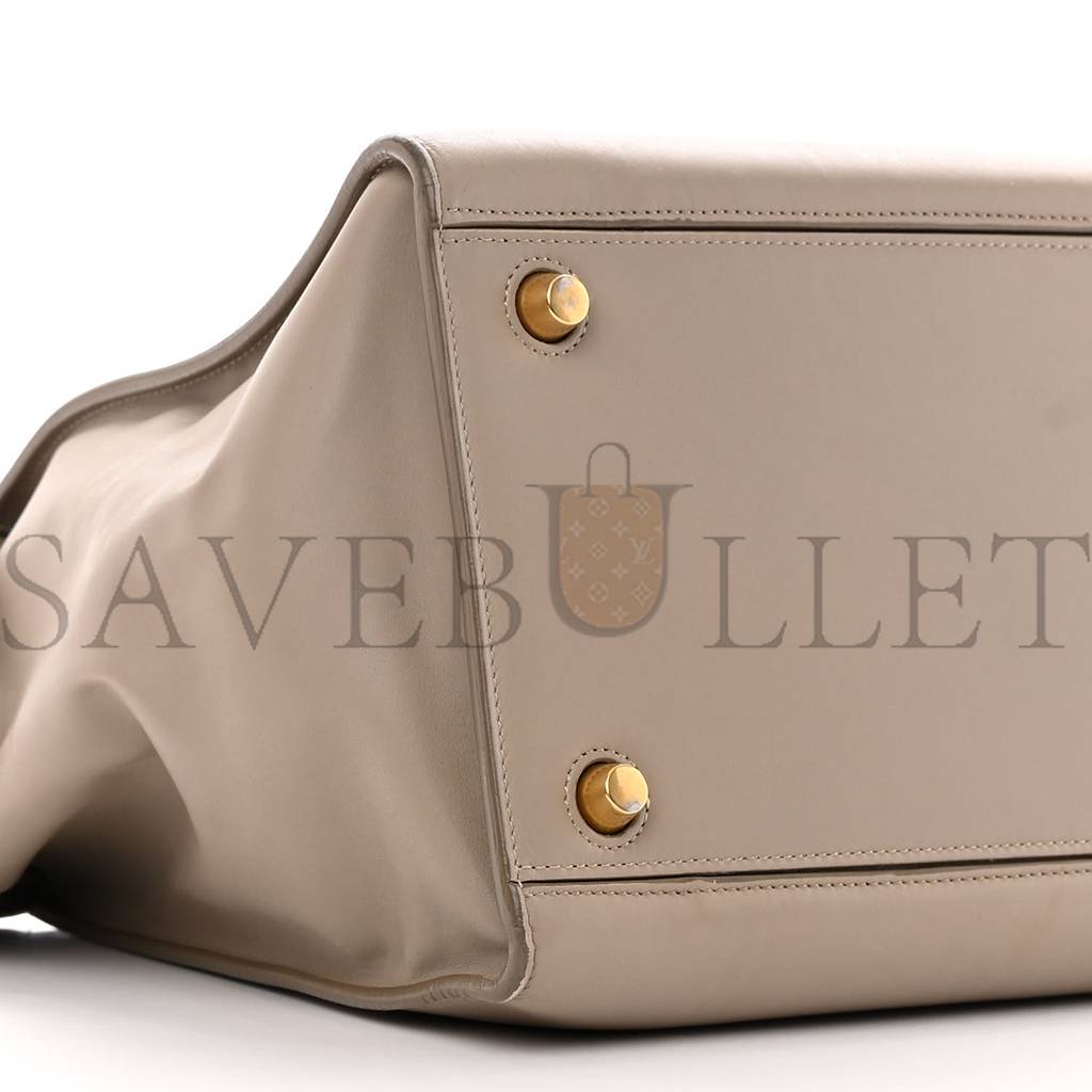 Ce**e smooth calfskin small ring bag light taupe (30*26*17cm)