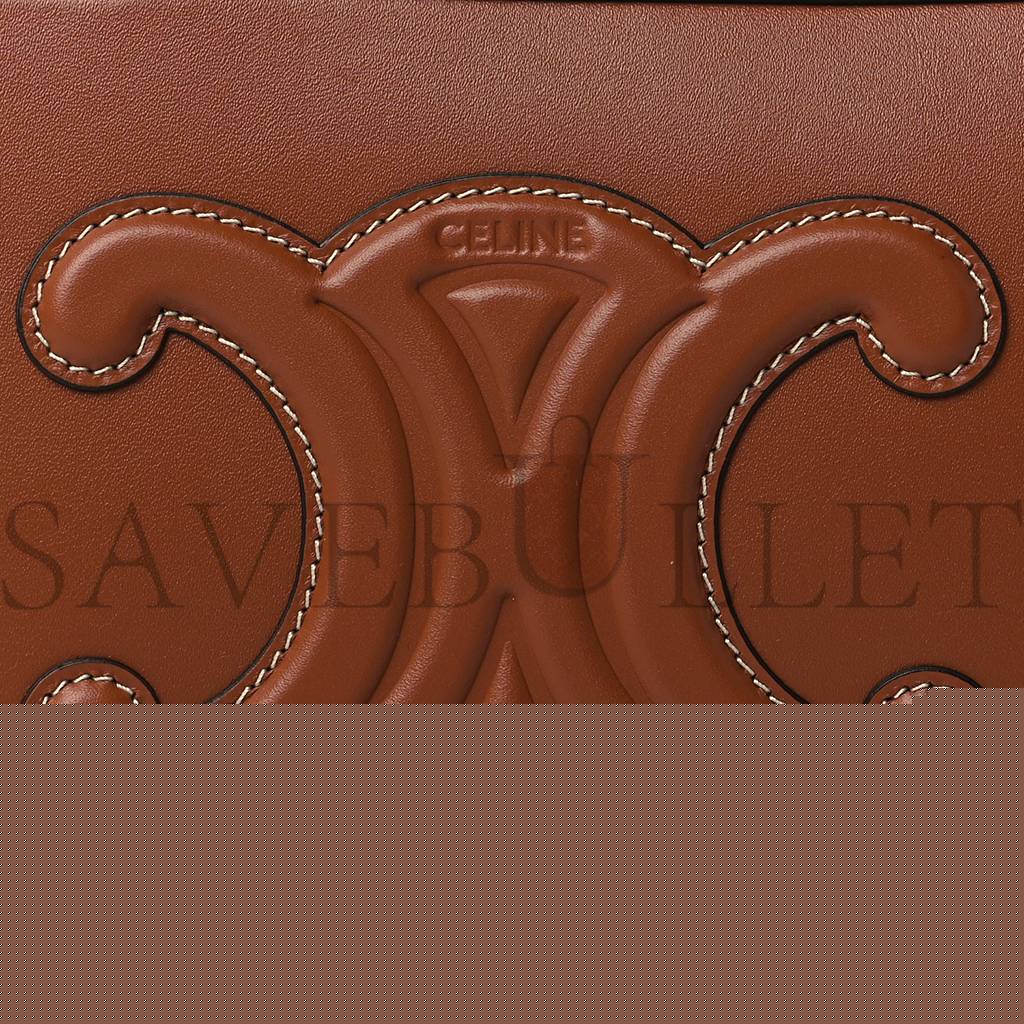 Ce**e smooth calfskin cuir triomphe camera shoulder bag tan (27*13*4cm)