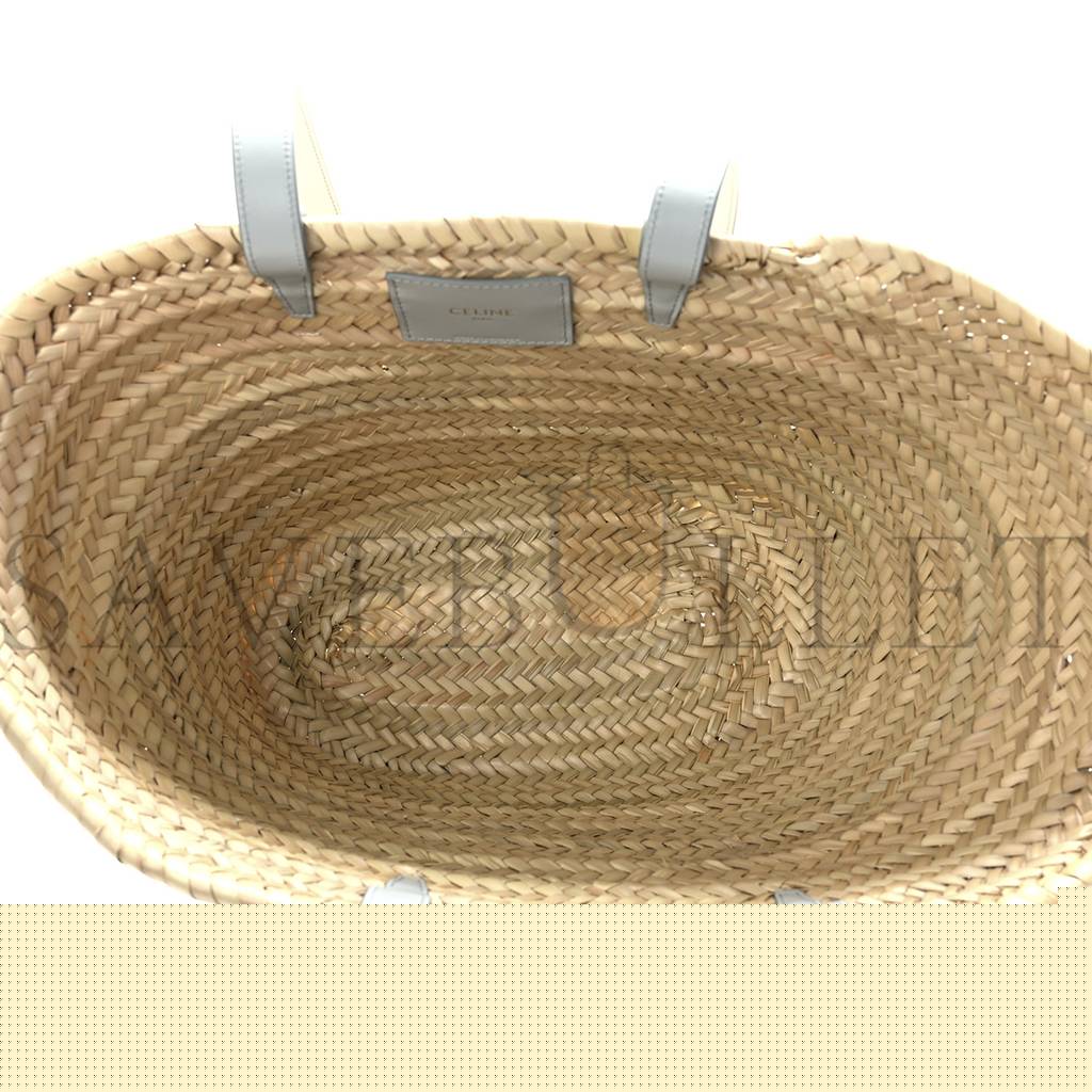 Ce**e raffia calfskin triomphe medium panier soft blue (25*25*13cm)