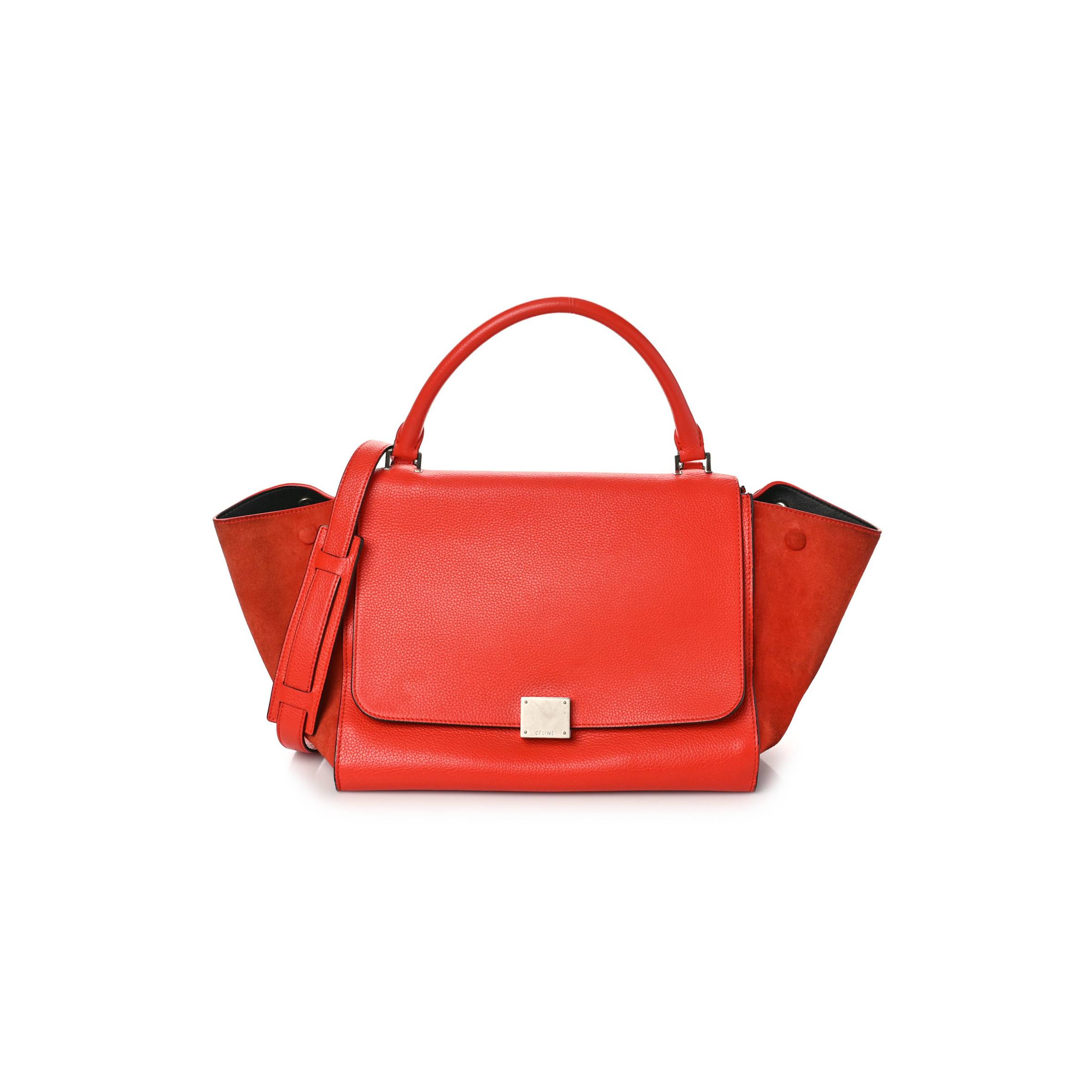 Ce**e drummed calfskin medium trapeze orange (30*24*18cm)