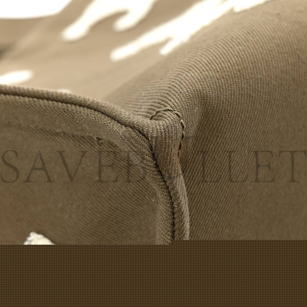 Ce**e canvas calfskin embroidered triomphe large cabas thais khaki tan (41*29*17cm)
