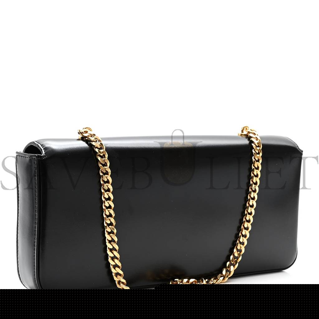 Ce**e shiny calfskin triomphe chain bag black (30*13*4cm)