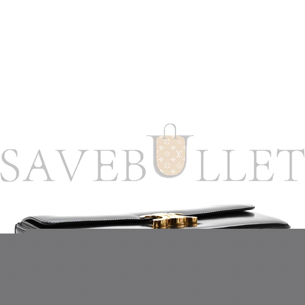 Ce**e shiny calfskin triomphe chain bag black (30*13*4cm)