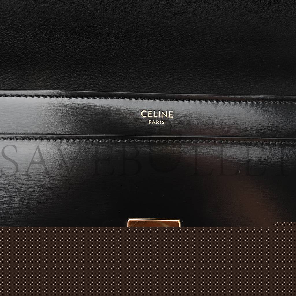 Ce**e shiny calfskin triomphe chain bag black (30*13*4cm)