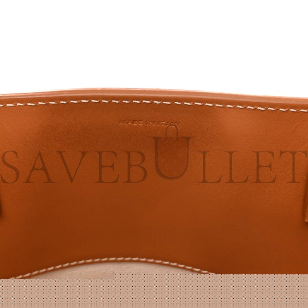 Ce**e canvas calfskin logo print small vertical cabas natural tan (33*28*8cm)