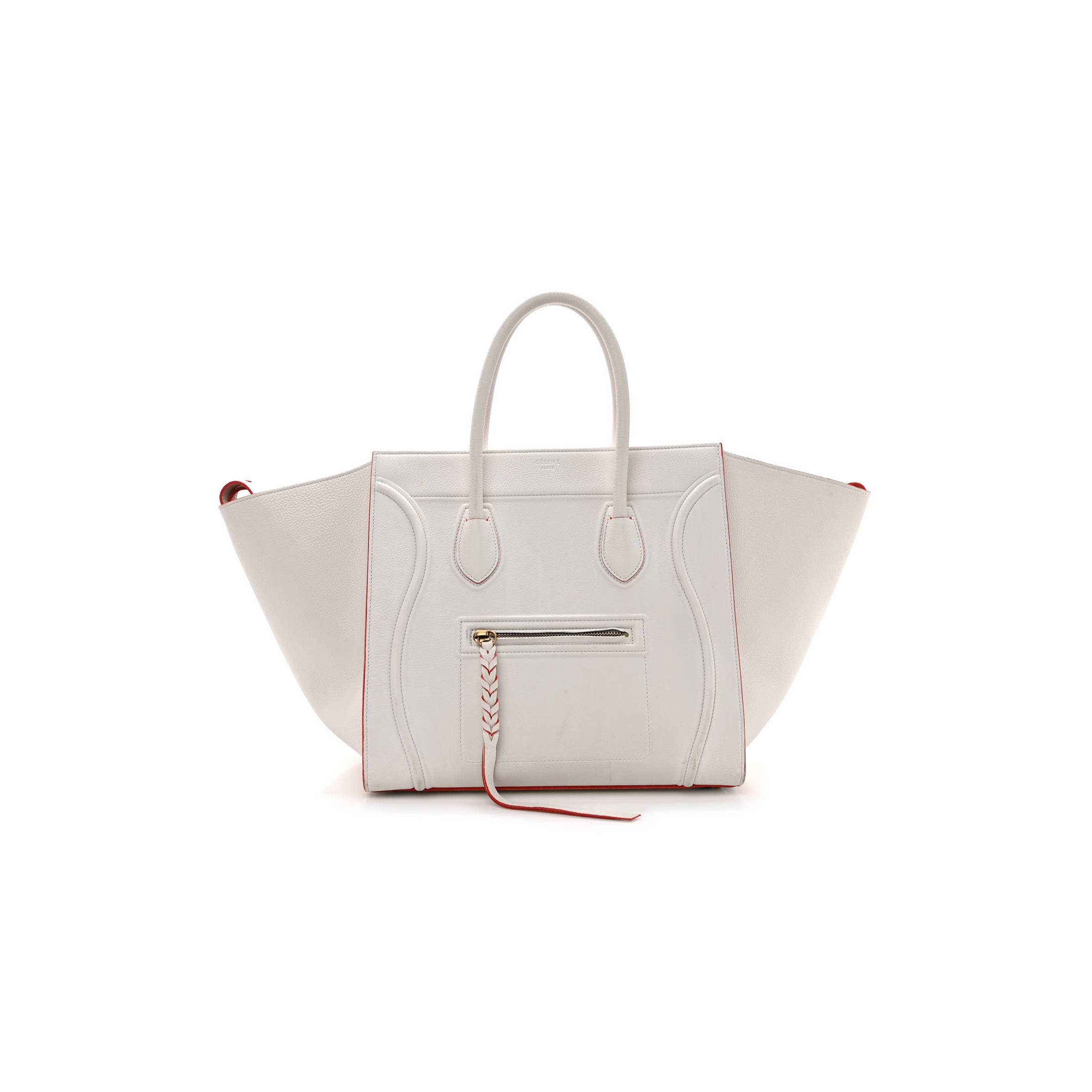Ce**e grained calfskin medium phantom luggage white (30*29*24cm)